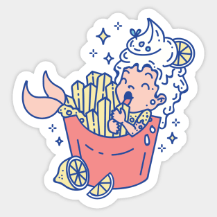 Lunch break Fish and Chips Mermaid Sticker